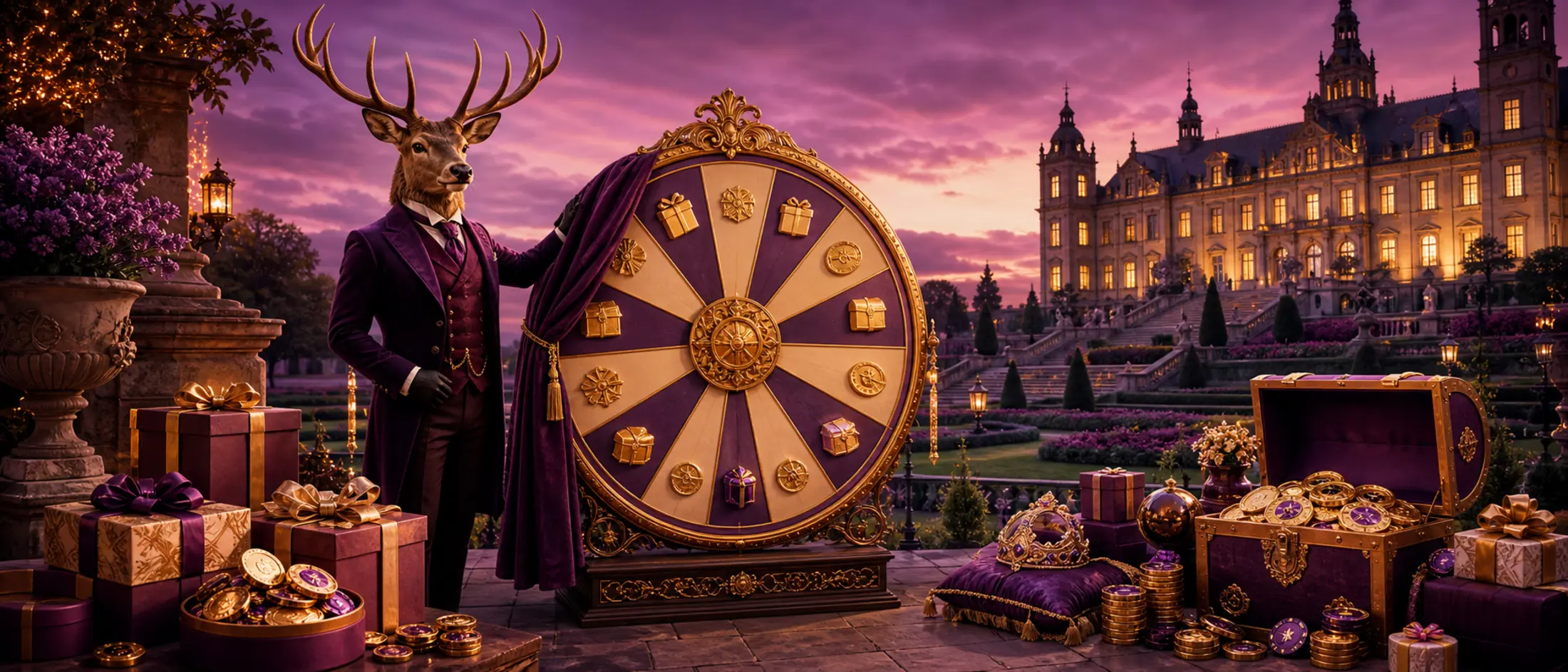 Bonusy Bizzo Casino – maskotka jelenia, koło nagród i prezenty w polskiej rezydencji